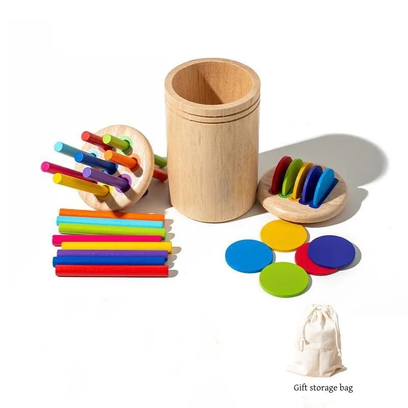 Montessori Wooden Color Sorting &amp; Shape Matching Toy