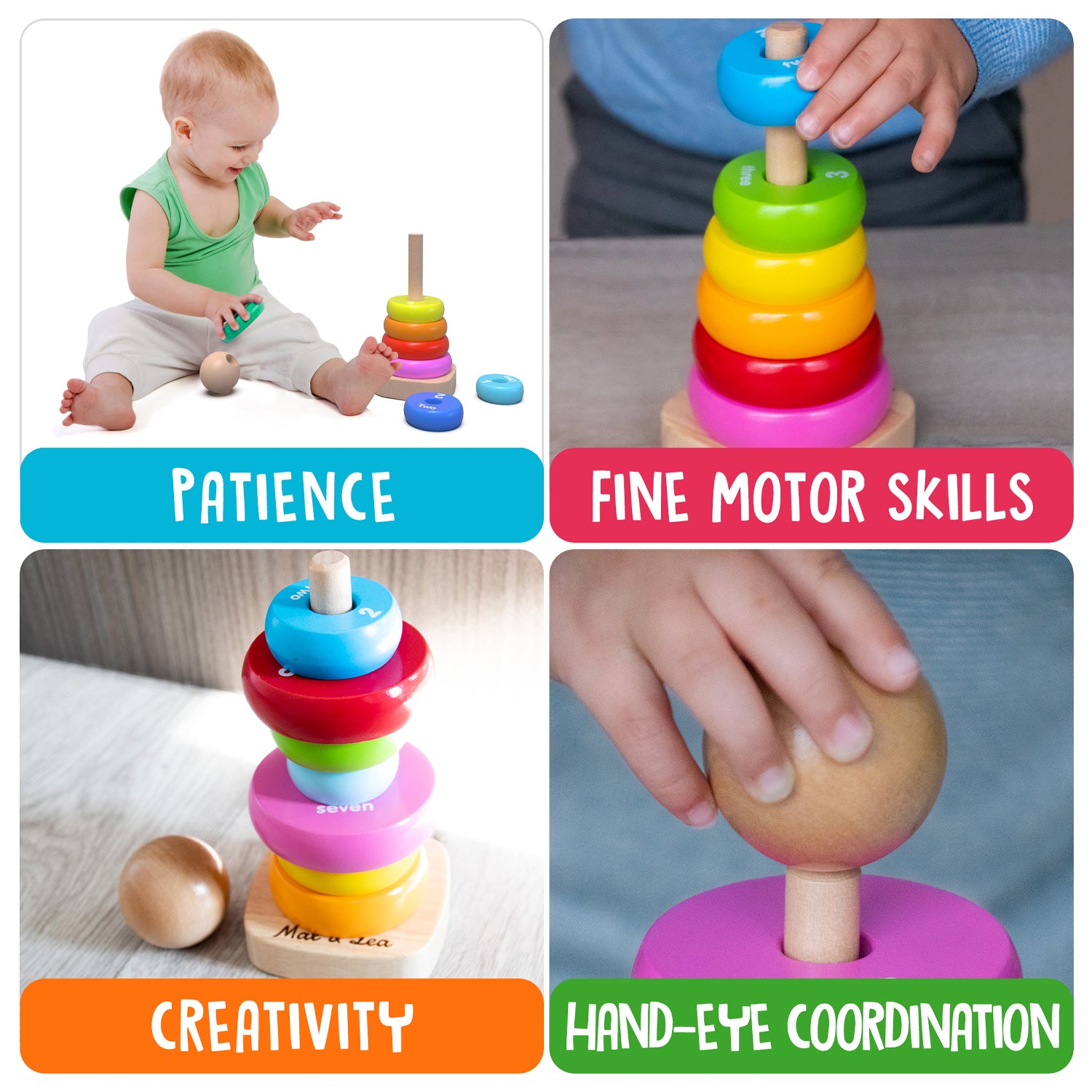 Max & Lea Montessori Sensory Rainbow Tower Toys