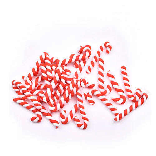 15/30/60/90pcs Kawaii Resin Flatback Cabochons Scrapbooking Clay Christmas Red White Candy Cane Craf