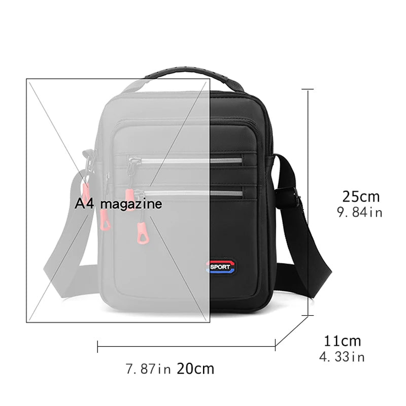 Oxford Fold Over Business Bag | Zipper Closure Unisex Crossbody with Multiple Pockets