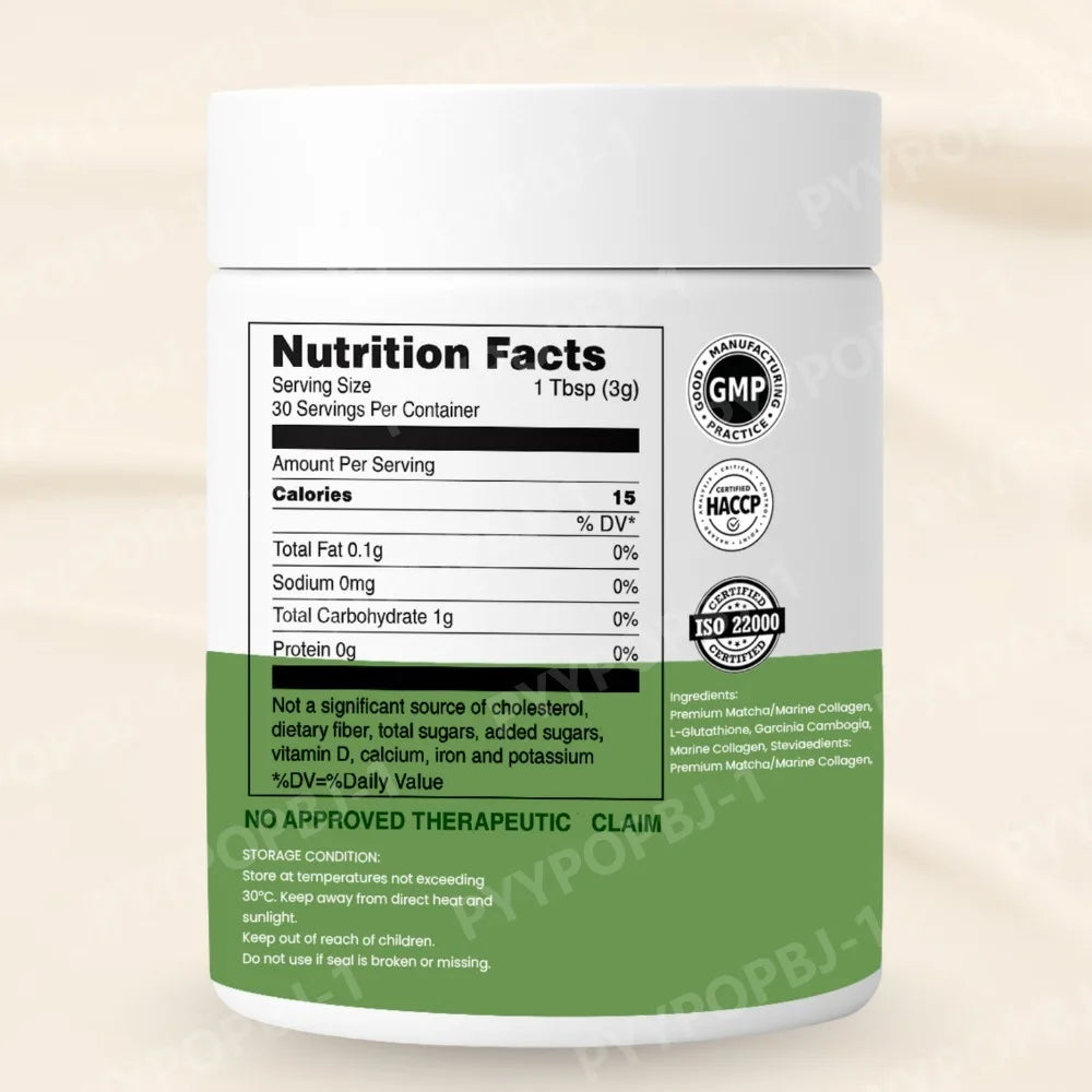 Gluten Free 90g Matcha Collagen Organic Green Tea Matcha Powder for Gut Health, Joint close-up view