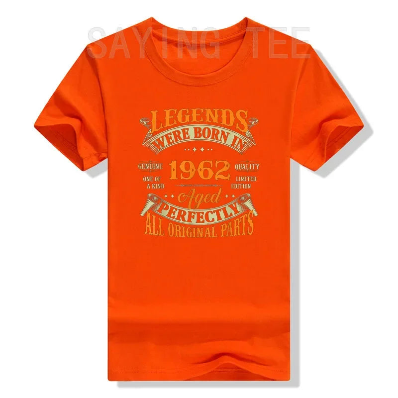 Legends Born in 1962 Vintage T-Shirt for Women Men Clothing Father's Day Gifts Graphic Outfits Letters Printed Saying  Tee Tops