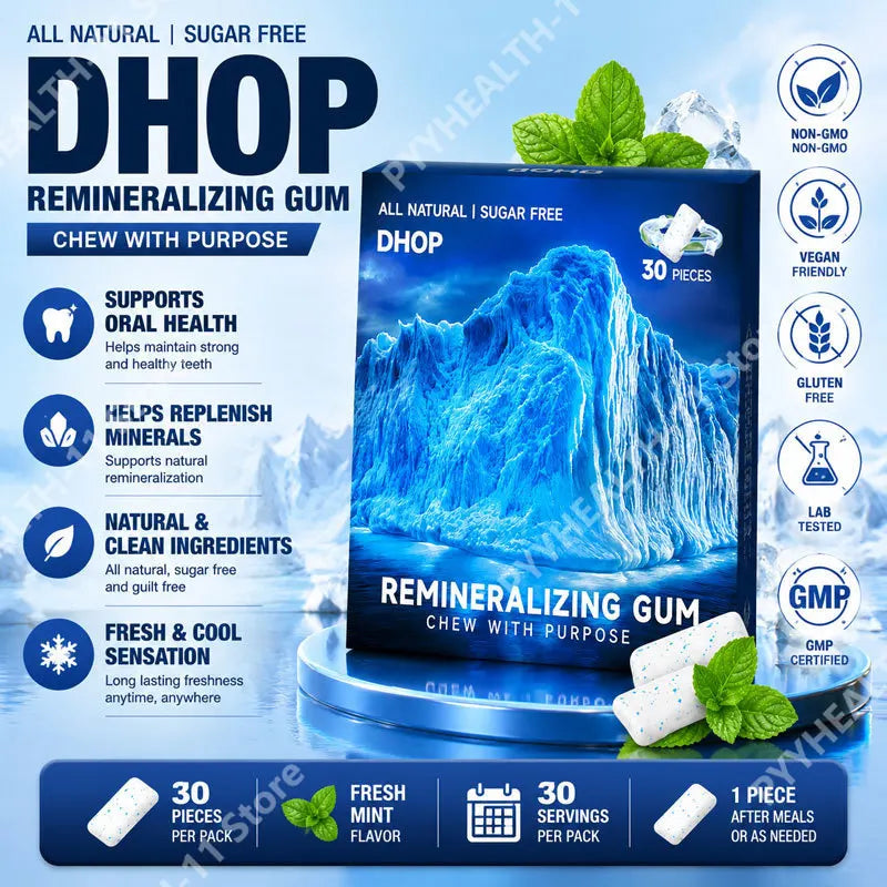 DHOP Sugar Free Gum Remineralizing Gum Oral Care Chewing Gummies Mint Flavor Plant Ingredients Daily