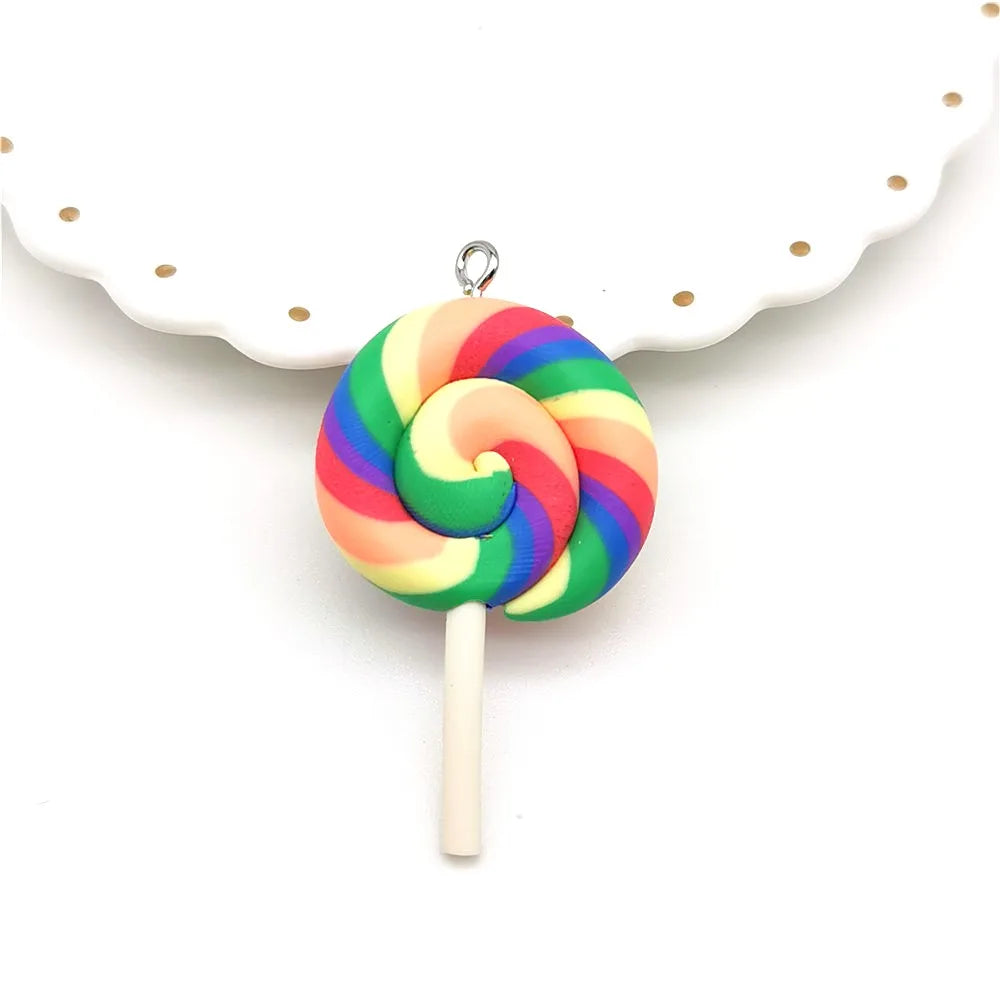 1/2PCS Big Simulate Clay Lolipop Cute Plasticine Candy Flat Back for Kids DIY Phone D lifestyle view