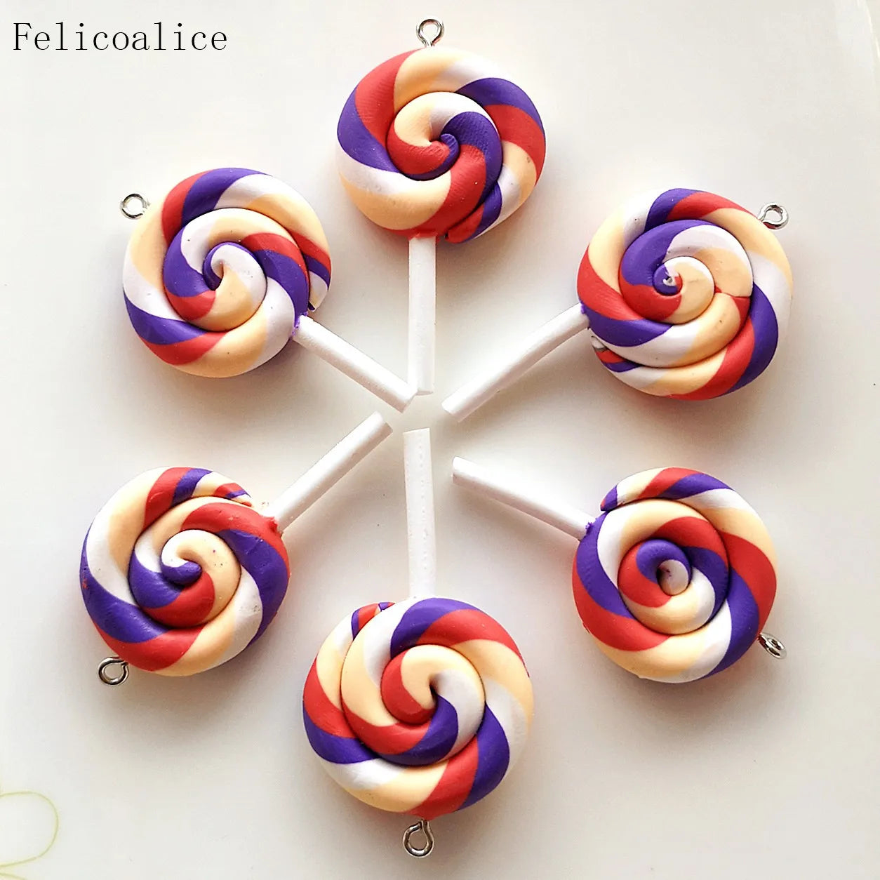 1/2PCS Big Simulate Clay Lolipop Cute Plasticine Candy Flat Back for Kids DIY Phone D alternate view