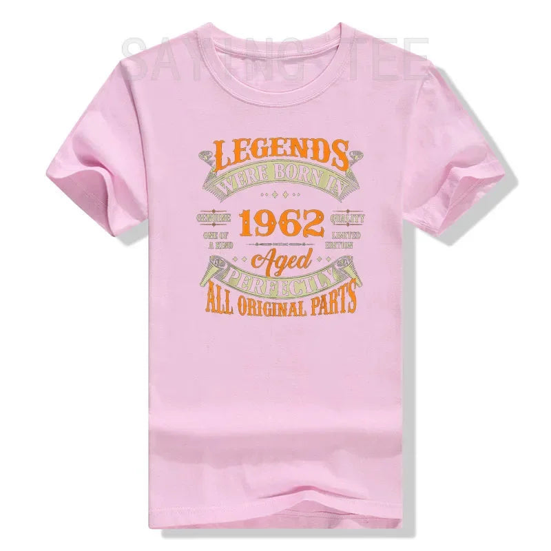 Legends Born in 1962 Vintage T-Shirt for Women Men Clothing Father's Day Gifts Graphic Outfits Letters Printed Saying  Tee Tops