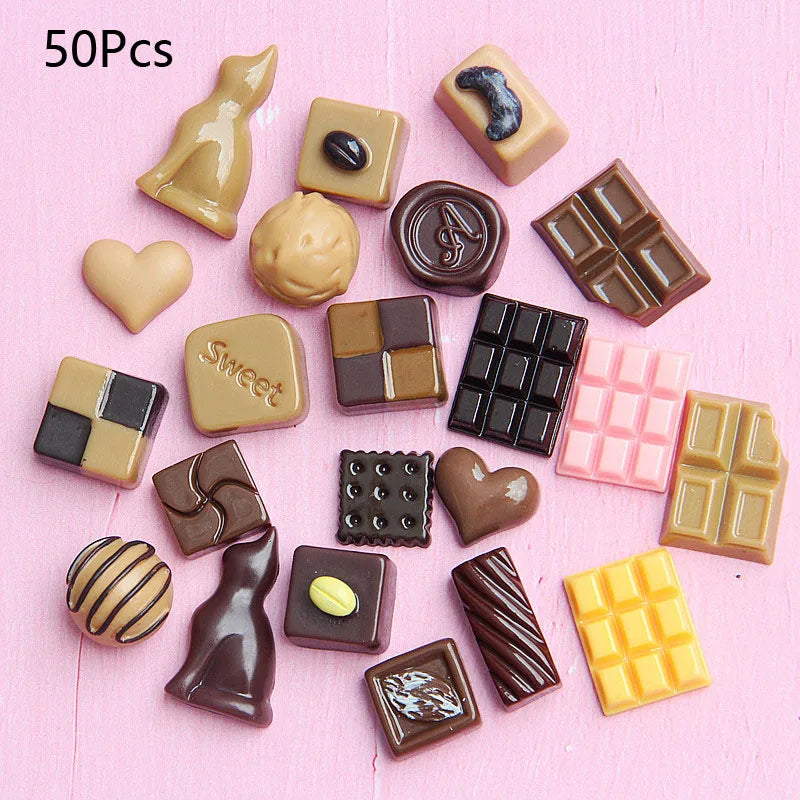 30/50/100Pcs Mix Design Candy Sweets Flatback Resin Cabochons for Kids Embellishmen additional angle