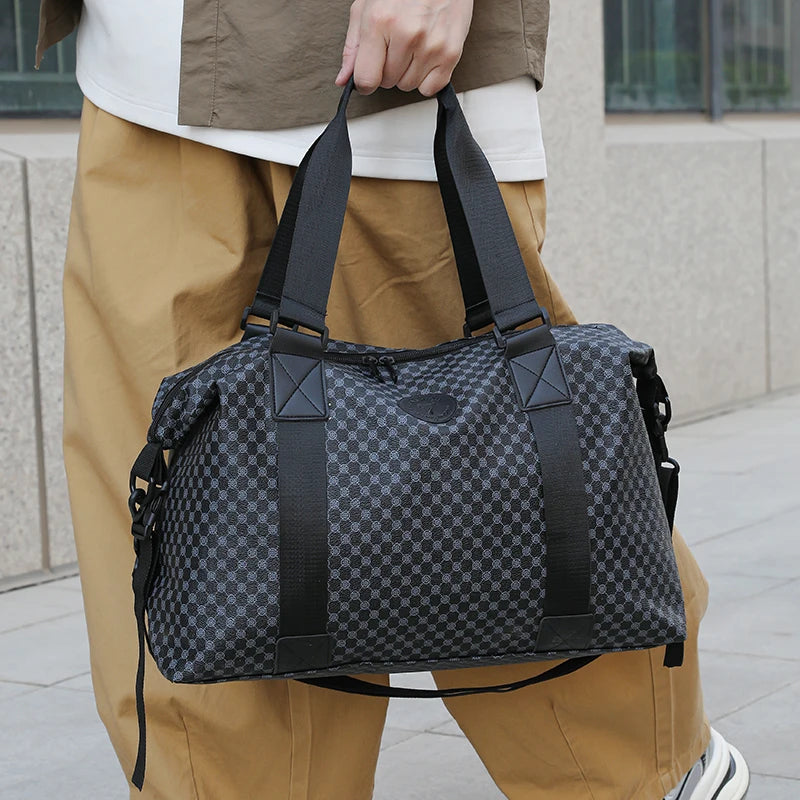 Neutral color rectangular travel handbag for men and women, suitable for short-term business trips, with multi-color design.