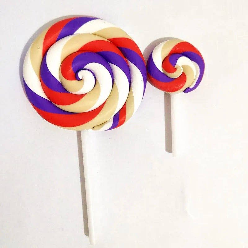 1/2PCS Big Simulate Clay Lolipop Cute Plasticine Candy Flat Back for Kids DIY Phone additional angle