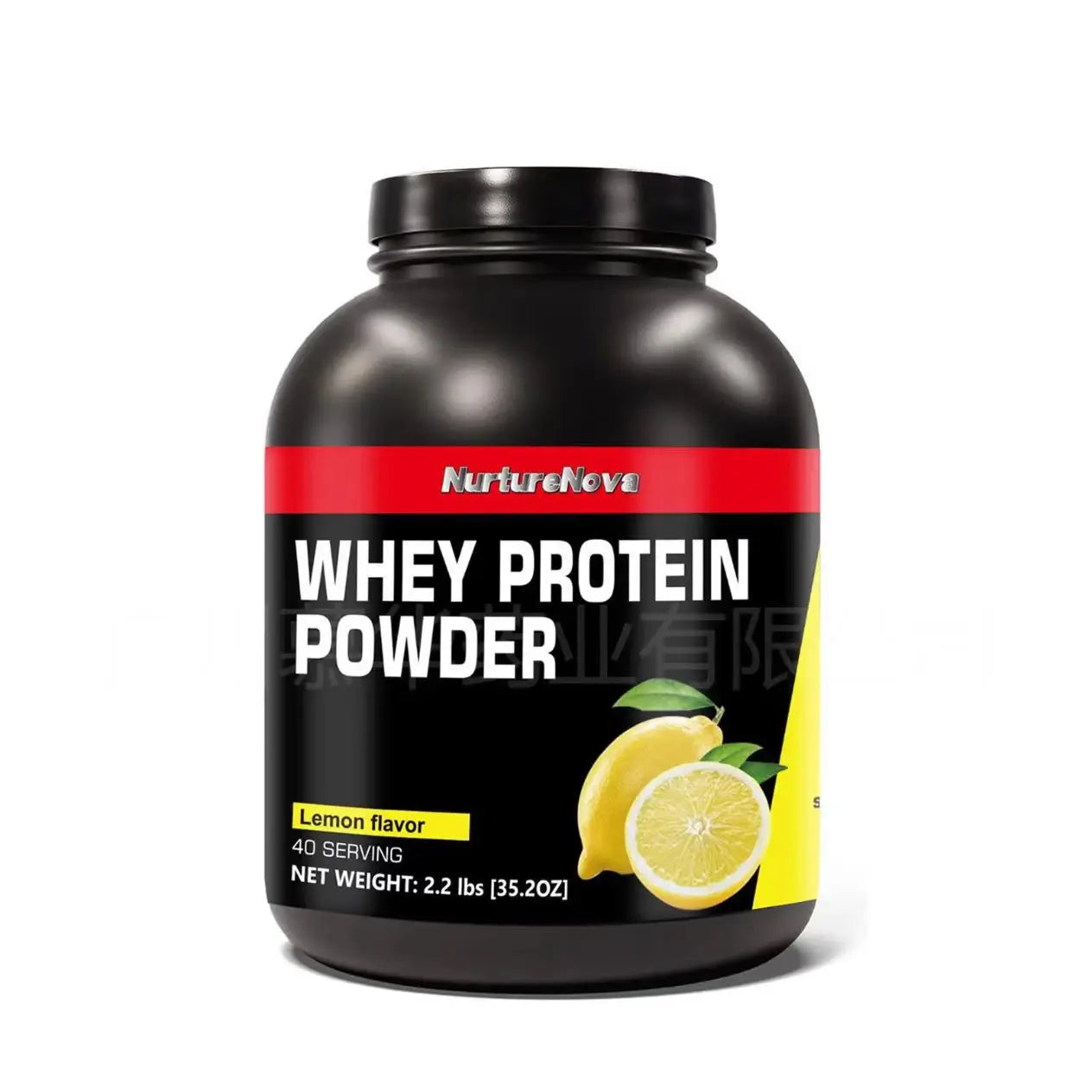 NurtureNova Whey Protein Powder Build Muscle Sport Support Vanilla Flavor Strawberry C close-up view
