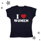 Slim Fit Love Letter Tee | Breathable Stretchable Short Sleeve T Shirt for Women