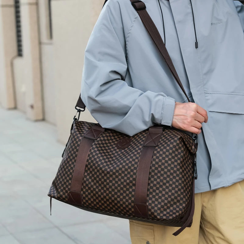 Neutral color rectangular travel handbag for men and women, suitable for short-term business trips, with multi-color design.