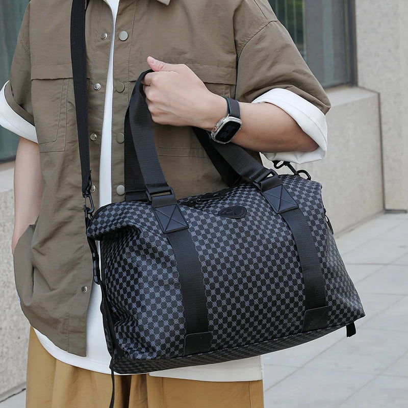 Neutral color rectangular travel handbag for men and women, suitable for short-term business trips, with multi-color design.