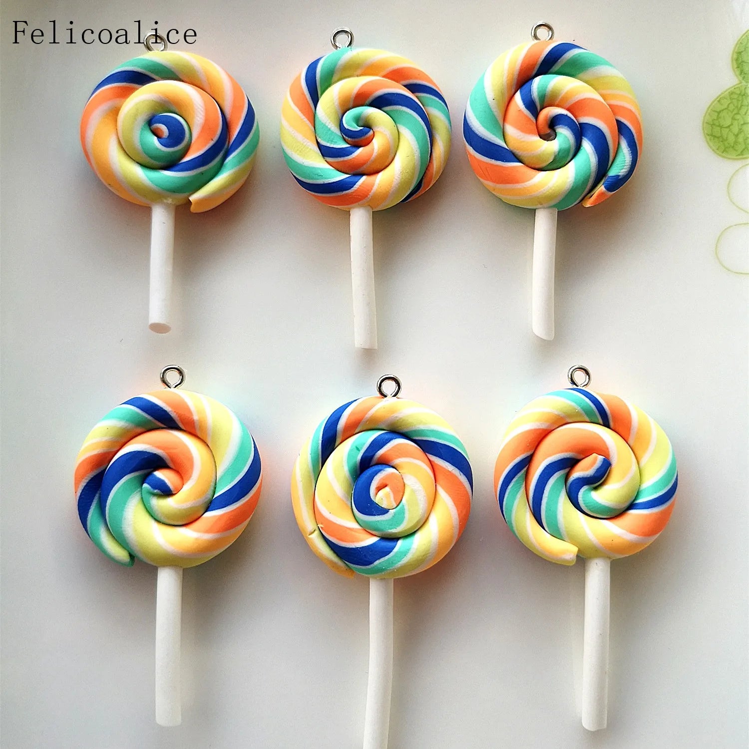 1/2PCS Big Simulate Clay Lolipop Cute Plasticine Candy Flat Back for Kids DIY Phone D alternate view