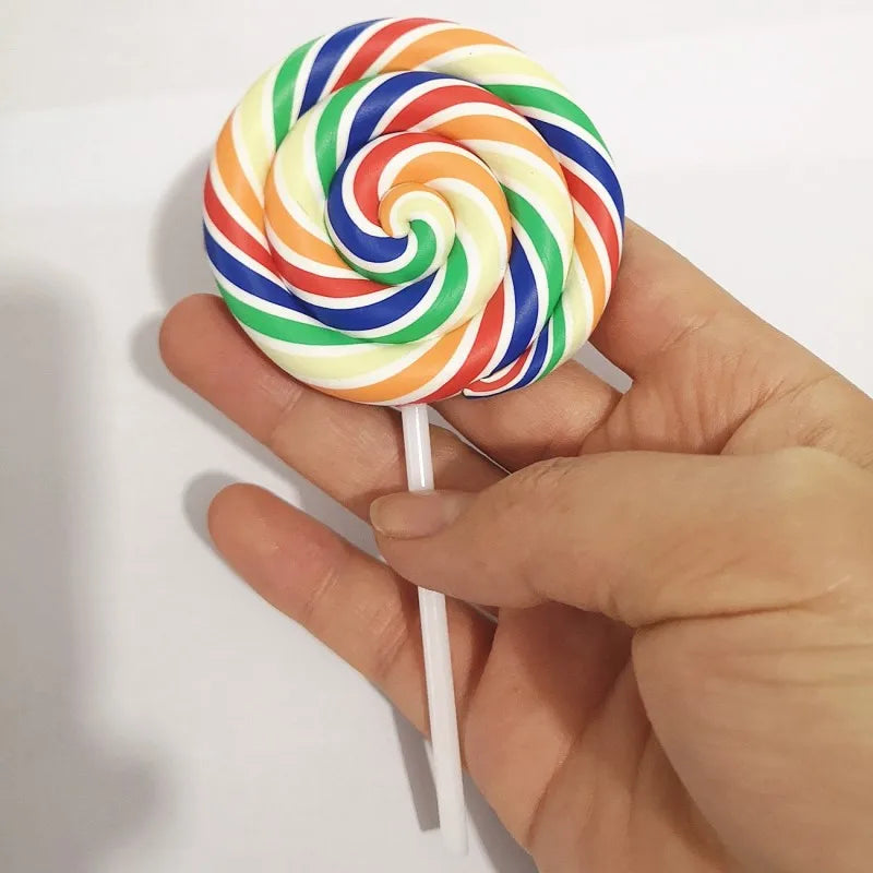 1/2PCS Big Simulate Clay Lolipop Cute Plasticine Candy Flat Back for Kids DIY Phone D alternate view