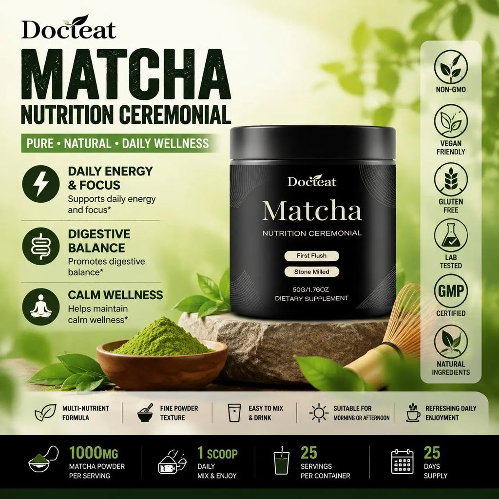 Docteat Matcha Ceremonial Powder 50g Stone Milled Daily Energy Focus Digestive Balance Calm Wellness