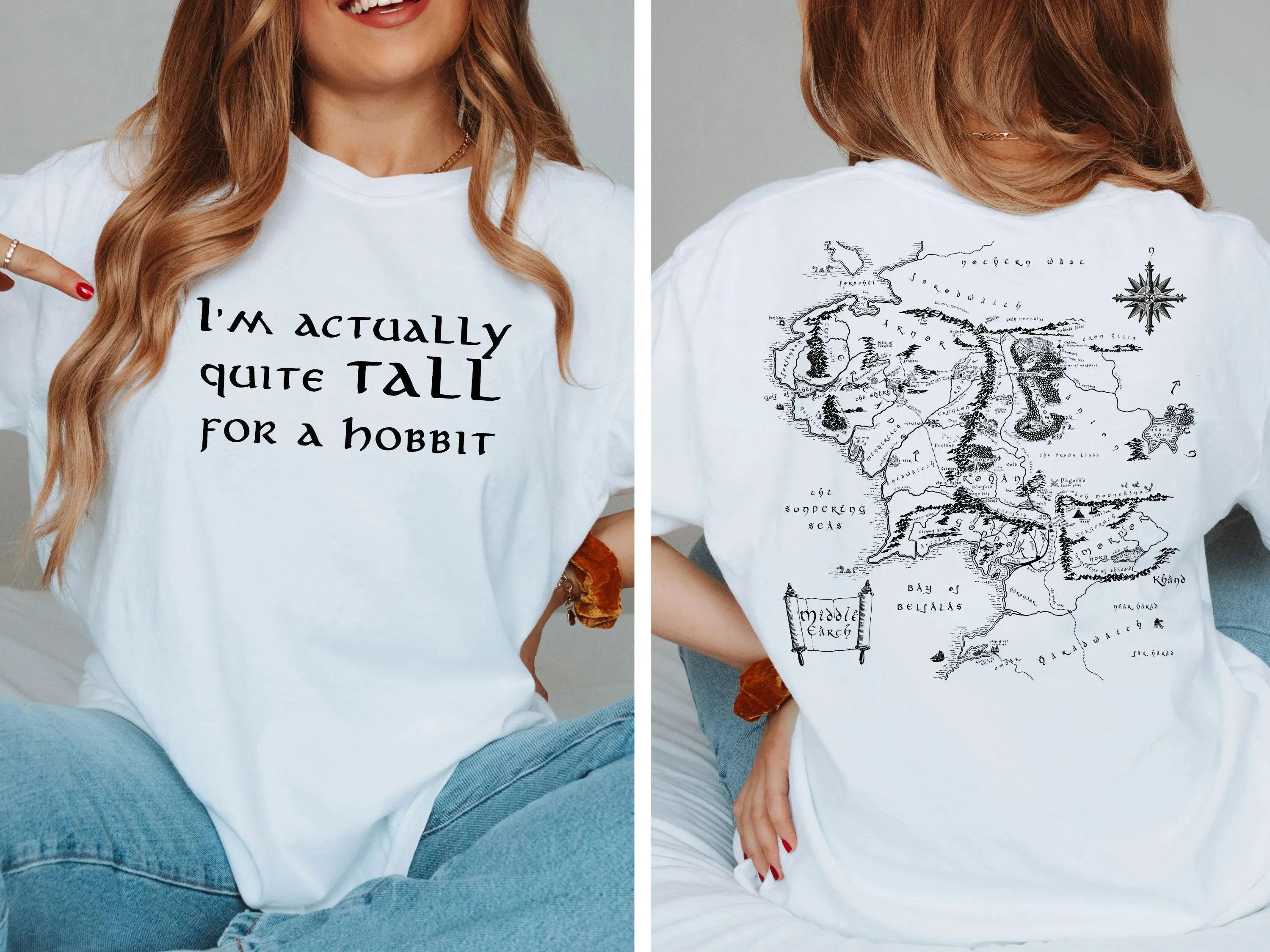 LOTR T-Shirt Tall for a hobbit shirt Funny Nerd Gift Middle Earth map Bilbo Baggins Gandalf Lord of the Rings