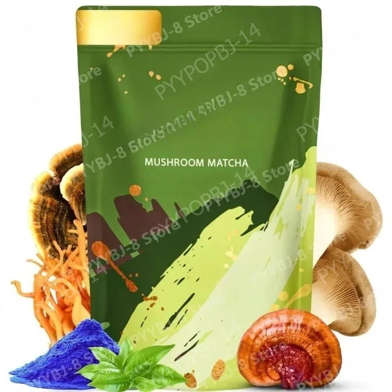 Mushroom Matcha Powder with Lion's Mane, Reishi & Cordyceps, 6.35 Oz (180g) , Non-GMO Gl detail view