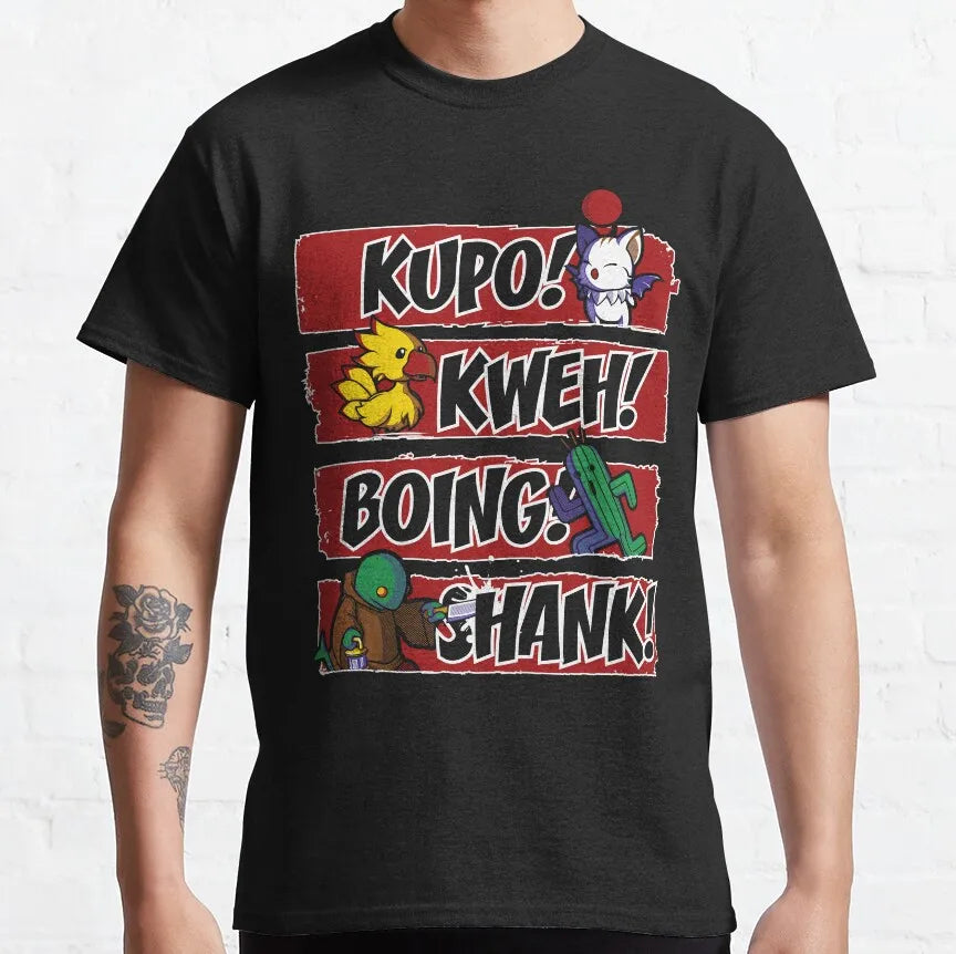 New Team Final Fantasy Moogle Chocobo Tonberry Cactuar Rpg Game Square Enix Geek Nerd T Shirts Men's