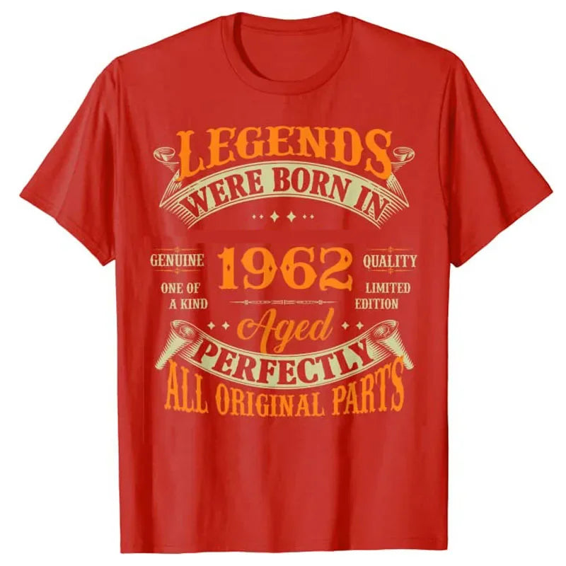 Legends Born in 1962 Vintage T-Shirt for Women Men Clothing Father's Day Gifts Graphic Outfits Letters Printed Saying  Tee Tops