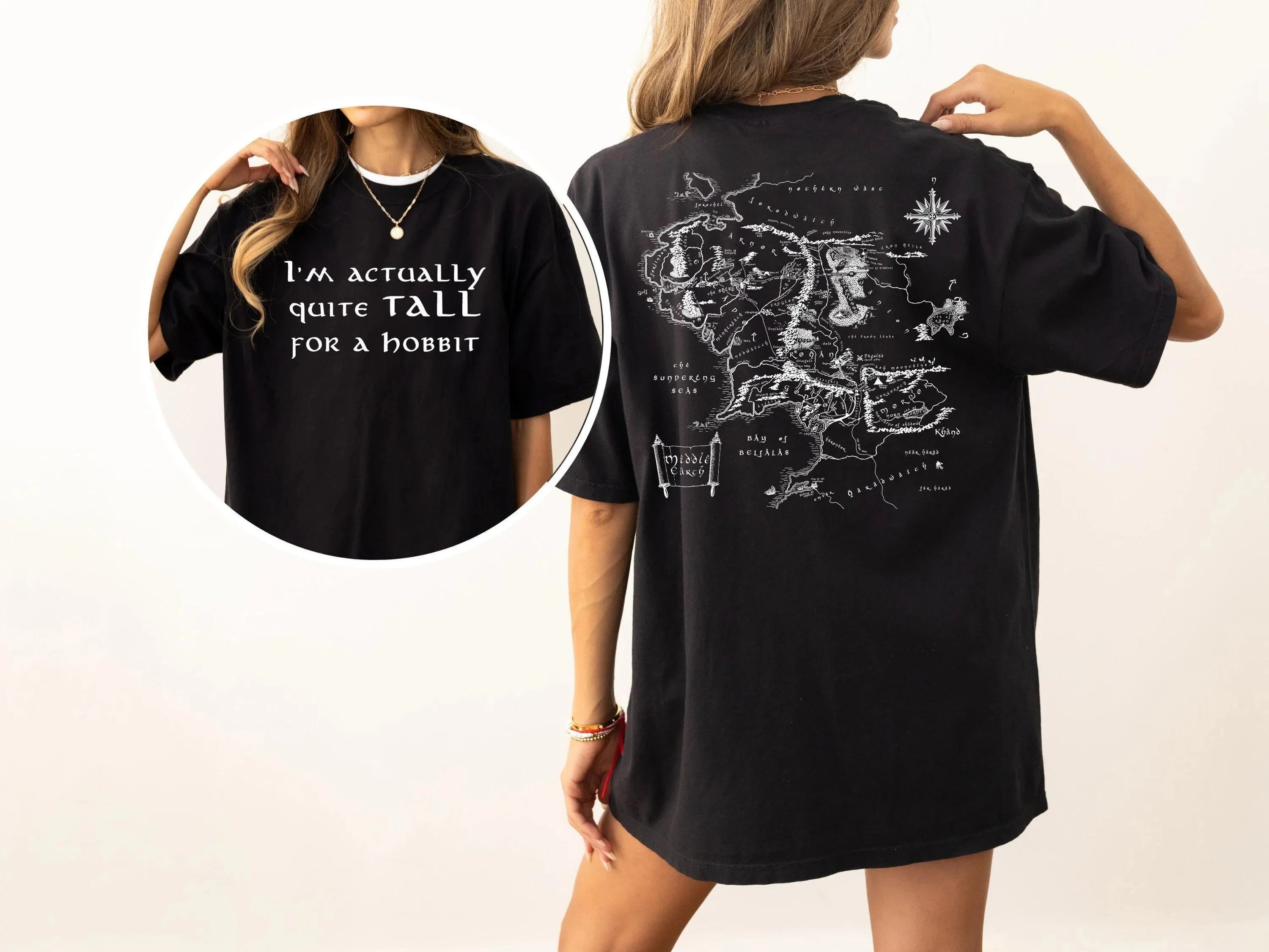 LOTR T-Shirt Tall for a hobbit shirt Funny Nerd Gift Middle Earth map Bilbo Baggins Gandalf Lord of the Rings