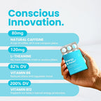 Energy Caffeine Gum with L-theanine, Natural Caffeine, Vitamin B12 & B6 - Nootropic En close-up view