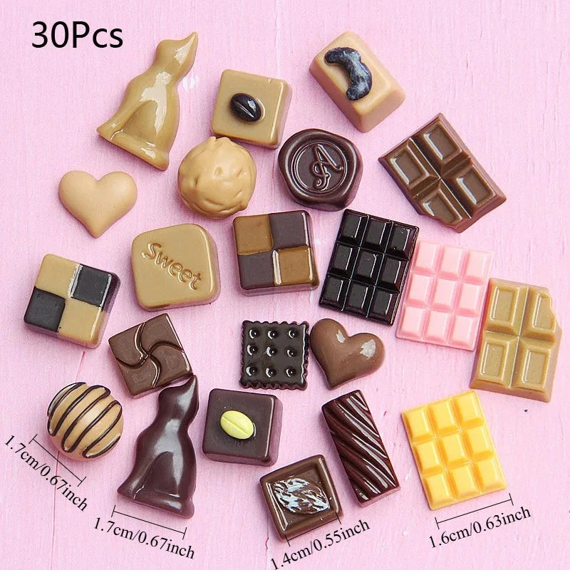 30/50/100Pcs Mix Design Candy Sweets Flatback Resin Cabochons for Kids Embellishments close-up view