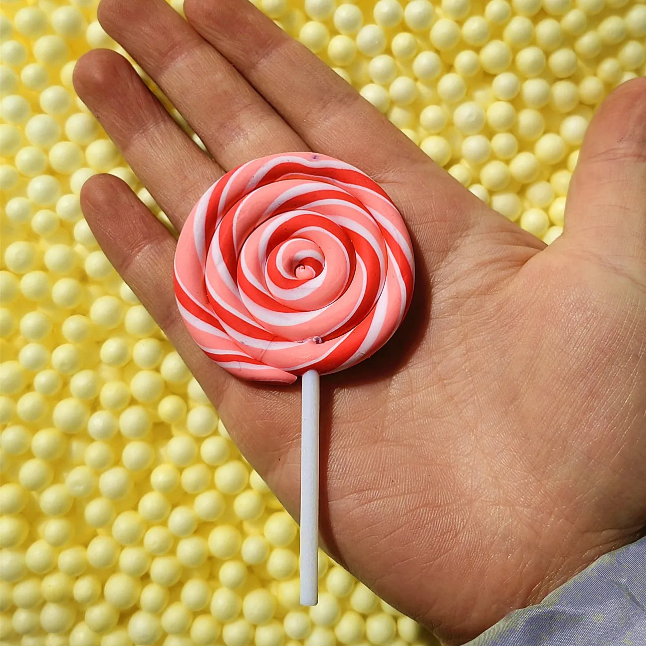 1/2PCS Big Simulate Clay Lolipop Cute Plasticine Candy Flat Back for Kids DIY Phone D alternate view