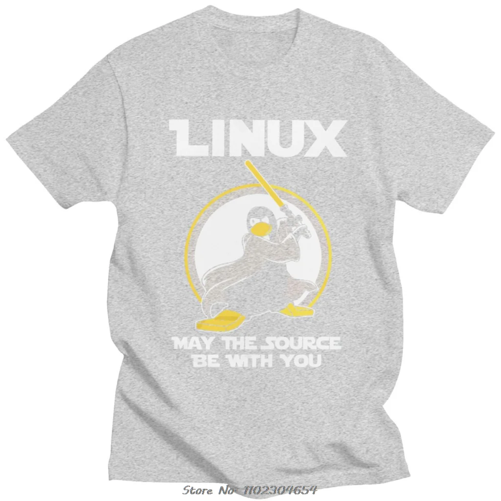 Linux May The Source Be With You T Shirt Men Cotton Penguin Programmer Developer Programming T-shirt Coding Nerd Coder Tee Tops