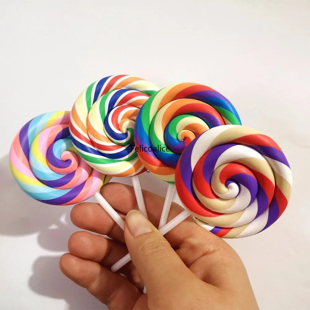 1/2PCS Big Simulate Clay Lolipop Cute Plasticine Candy Flat Back for Kids DIY Phone Decoration Desk