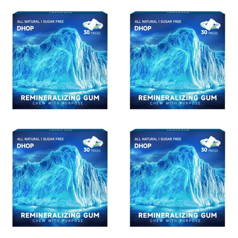 DHOP Sugar Free Gum Remineralizing Gum Oral Care Chewing Gummies Mint Flavor Plant Ing close-up view