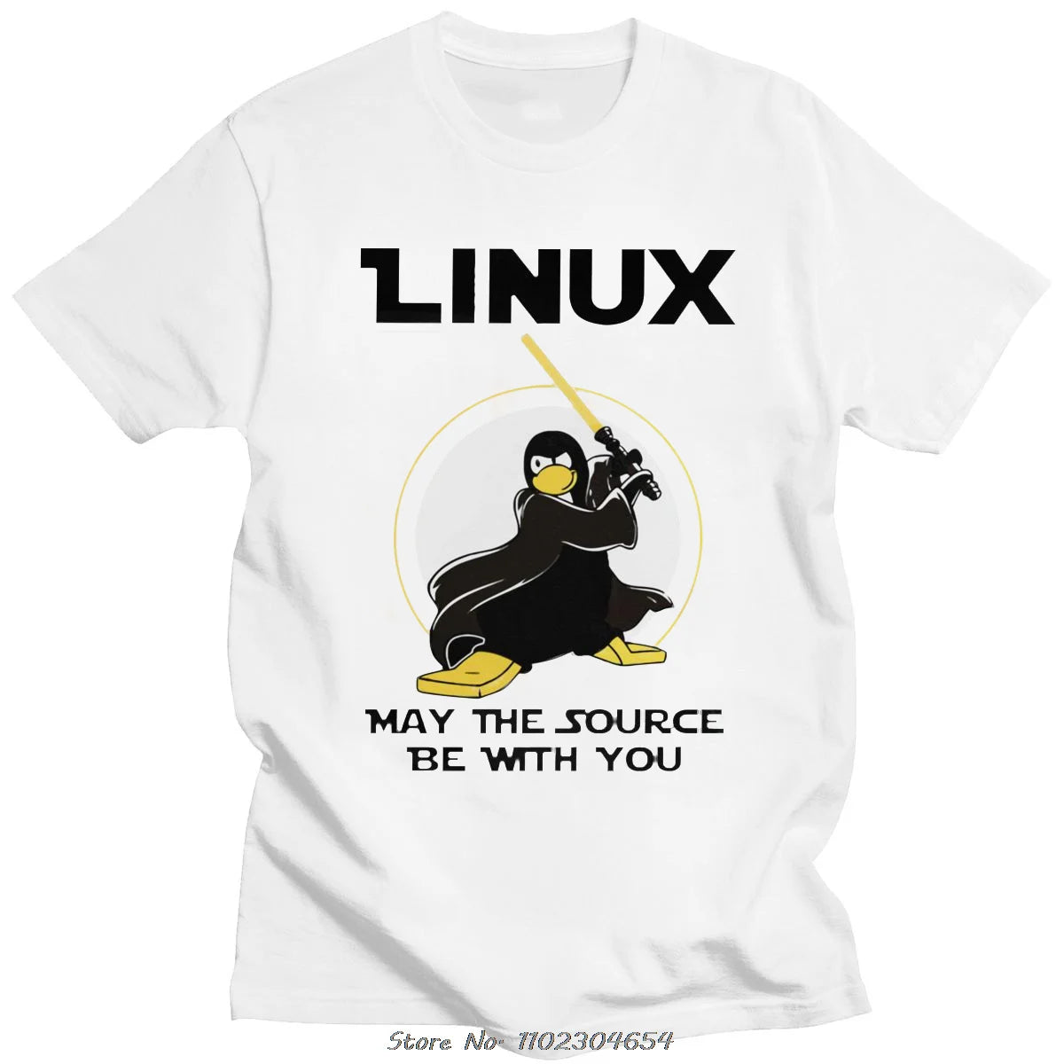Linux May The Source Be With You T Shirt Men Cotton Penguin Programmer Developer Programming T-shirt Coding Nerd Coder Tee Tops