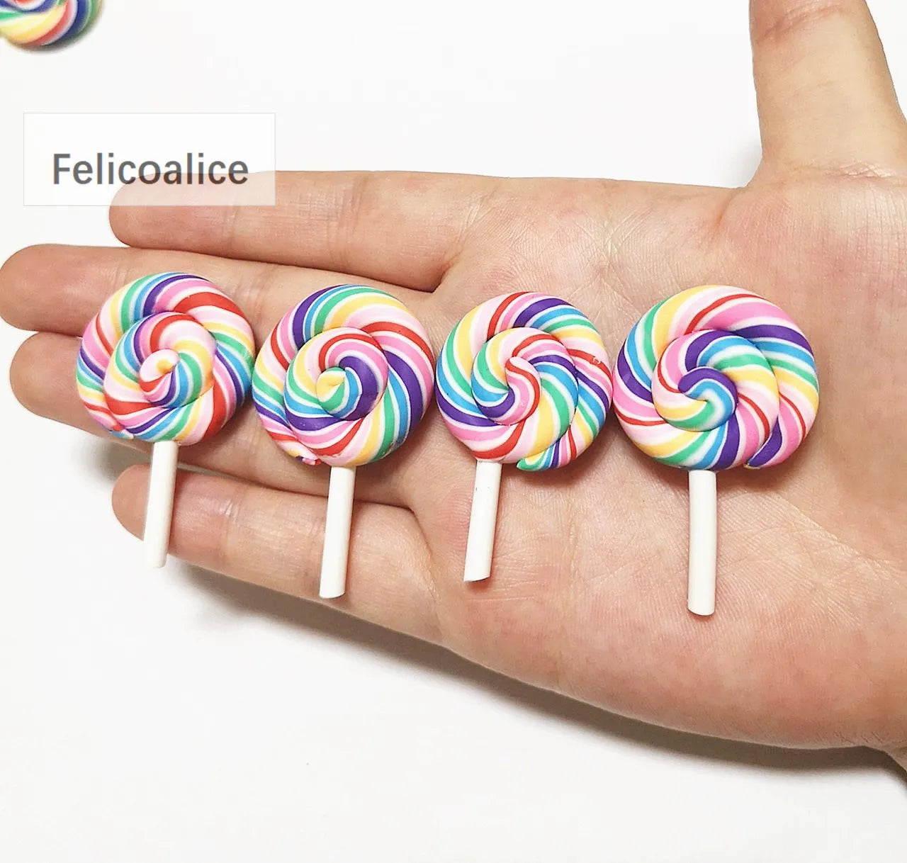 1/2PCS Big Simulate Clay Lolipop Cute Plasticine Candy Flat Back for Kids DIY Phone D alternate view