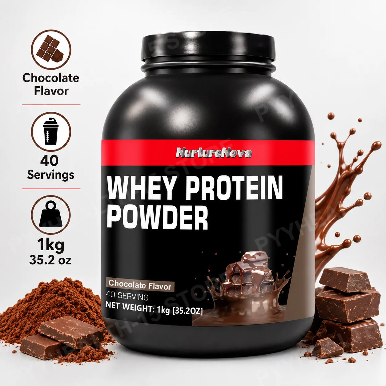 NurtureNova Whey Protein Powder Build Muscle Sport Support Vanilla Flavor Strawberry Chocolate Match