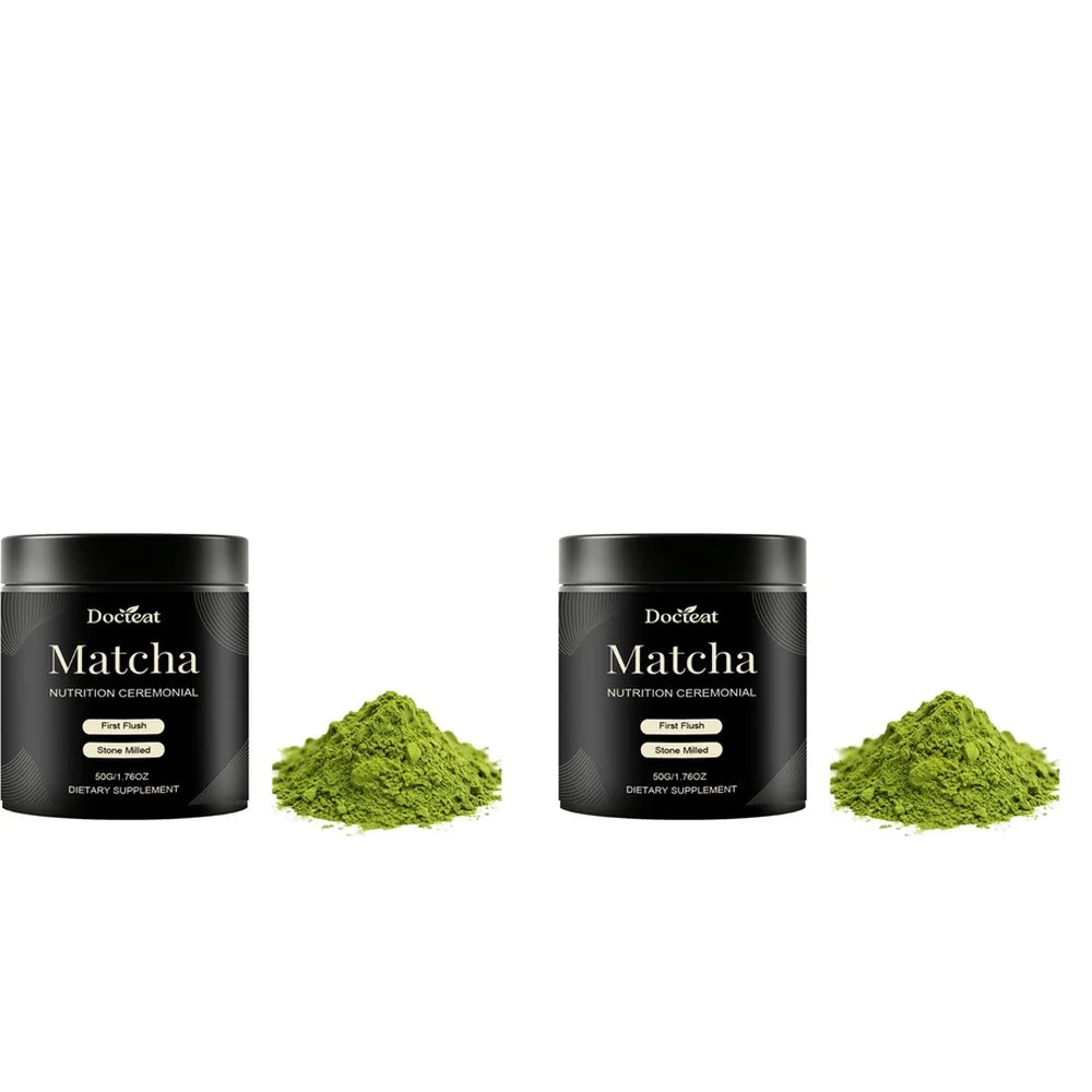 Docteat Matcha Powder Easy Mix and Drink Stone Milled First Flush for Daily Energy Foc close-up view