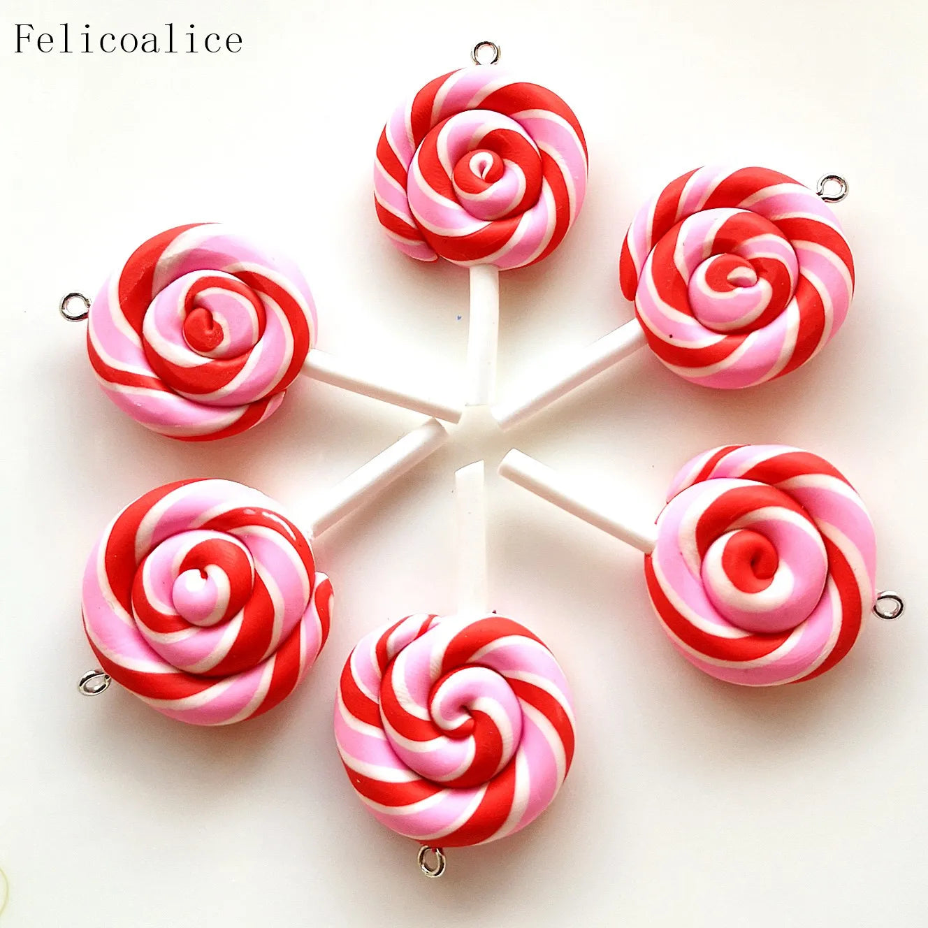 1/2PCS Big Simulate Clay Lolipop Cute Plasticine Candy Flat Back for Kids DIY Phone additional angle