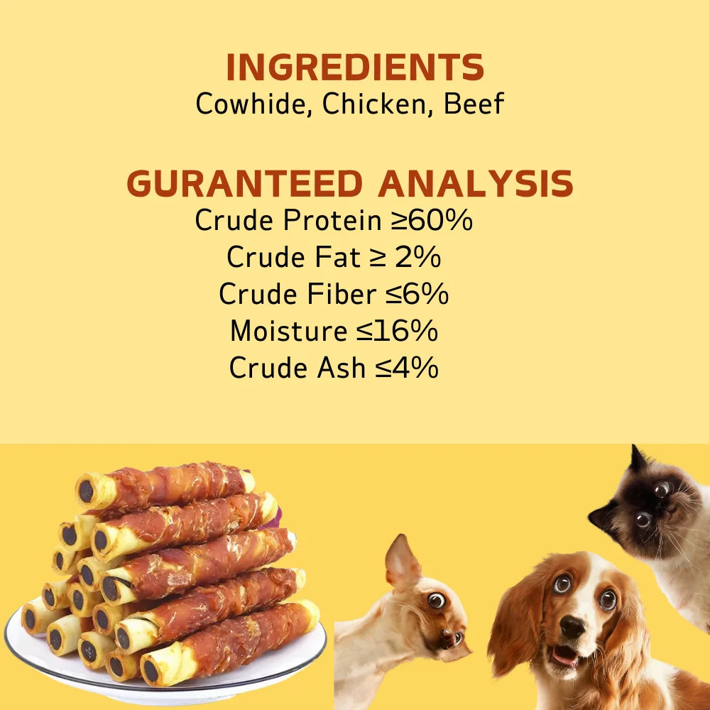 150g/5.29oz Chicken Wrapped Cowhide Chocolate Stick, Meat Dog Snacks, Made From Chi additional angle