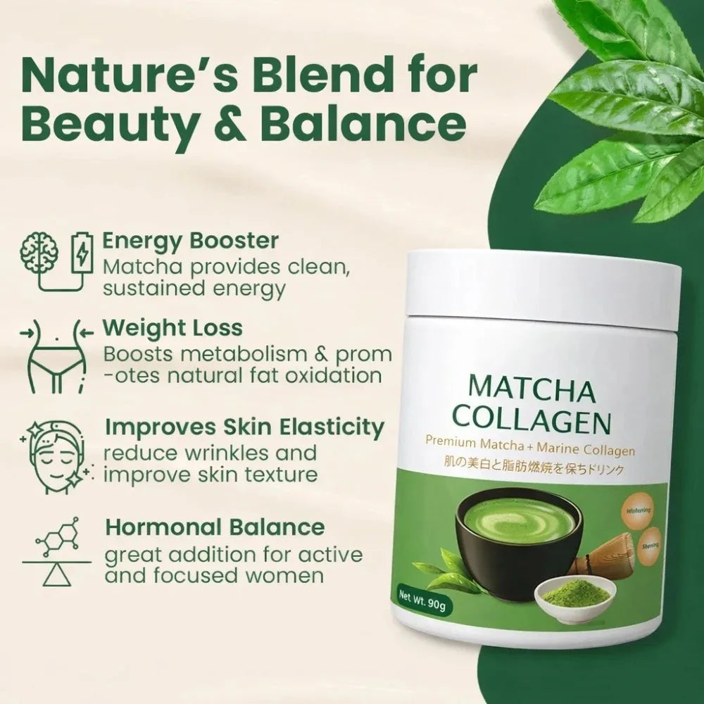 Matcha Collagen Powder with Marine Collagen Organic Green Tea Drink Mix Daily Beaut additional angle
