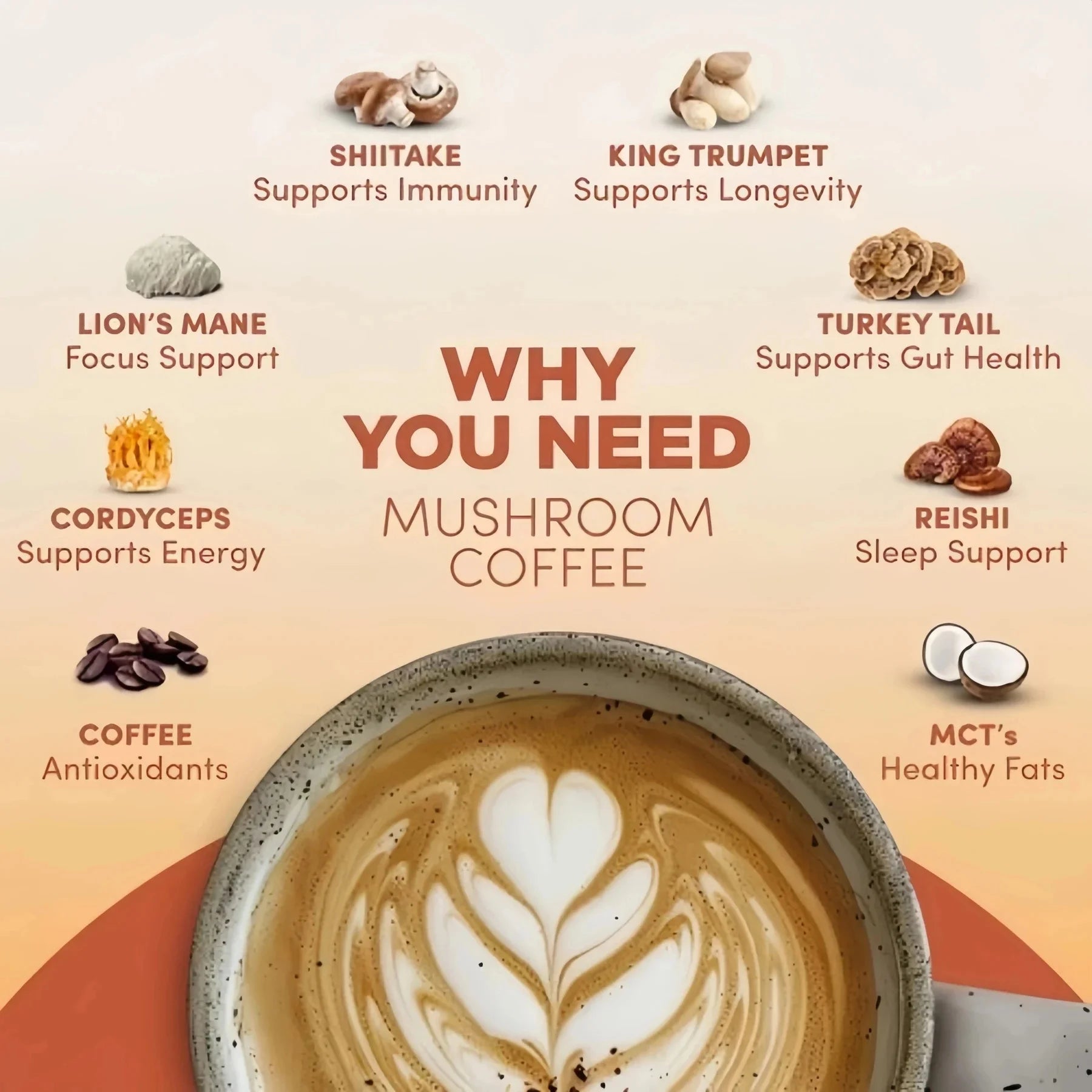 Organic Mushroom Matcha & Coffee, 2000mg Adaptogenic Blends, USDA Certified, Made i additional angle