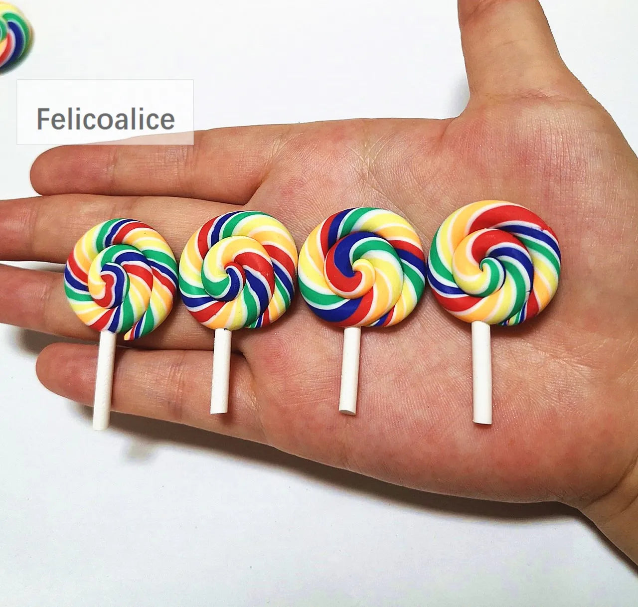 1/2PCS Big Simulate Clay Lolipop Cute Plasticine Candy Flat Back for Kids DIY Phone Deco detail view