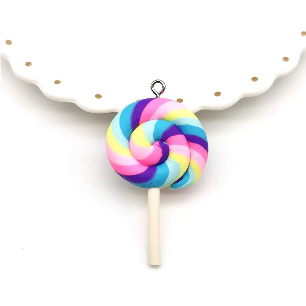 1/2PCS Big Simulate Clay Lolipop Cute Plasticine Candy Flat Back for Kids DIY Phone additional angle