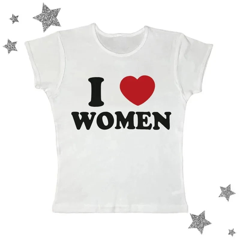 Slim Fit Love Letter Tee | Breathable Stretchable Short Sleeve T Shirt for Women