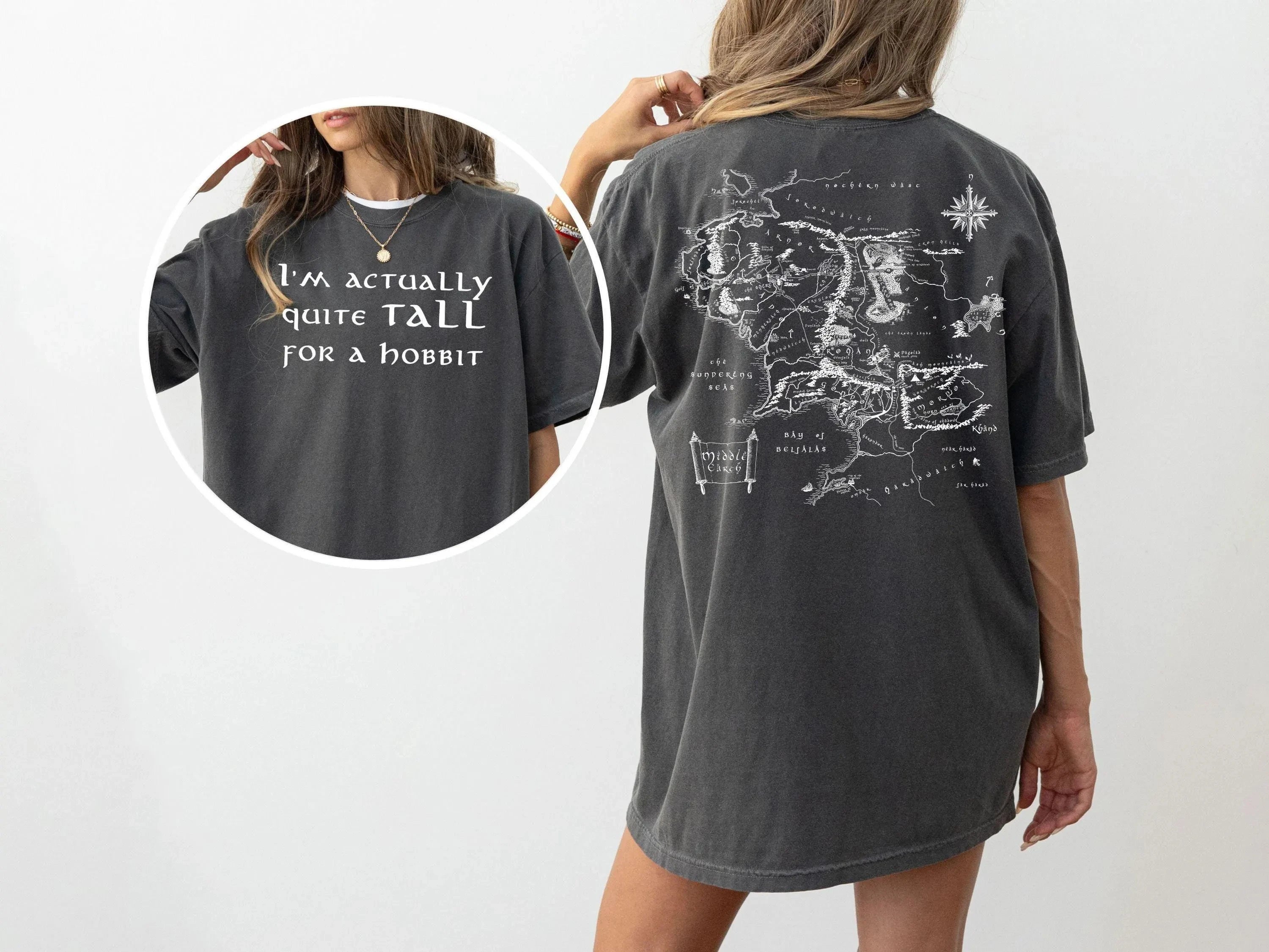 LOTR T-Shirt Tall for a hobbit shirt Funny Nerd Gift Middle Earth map Bilbo Baggins Gandalf Lord of the Rings