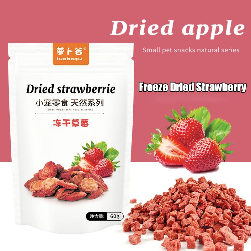 Freeze-Dried Strawberry Grains 60g Rabbit Chinchilla Guinea Pig Hamster Snacks Dried Strawberry for