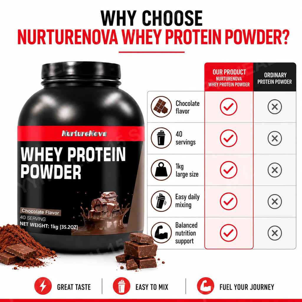 NurtureNova Whey Protein Powder Build Muscle Sport Support Vanilla Flavor Strawberr additional angle