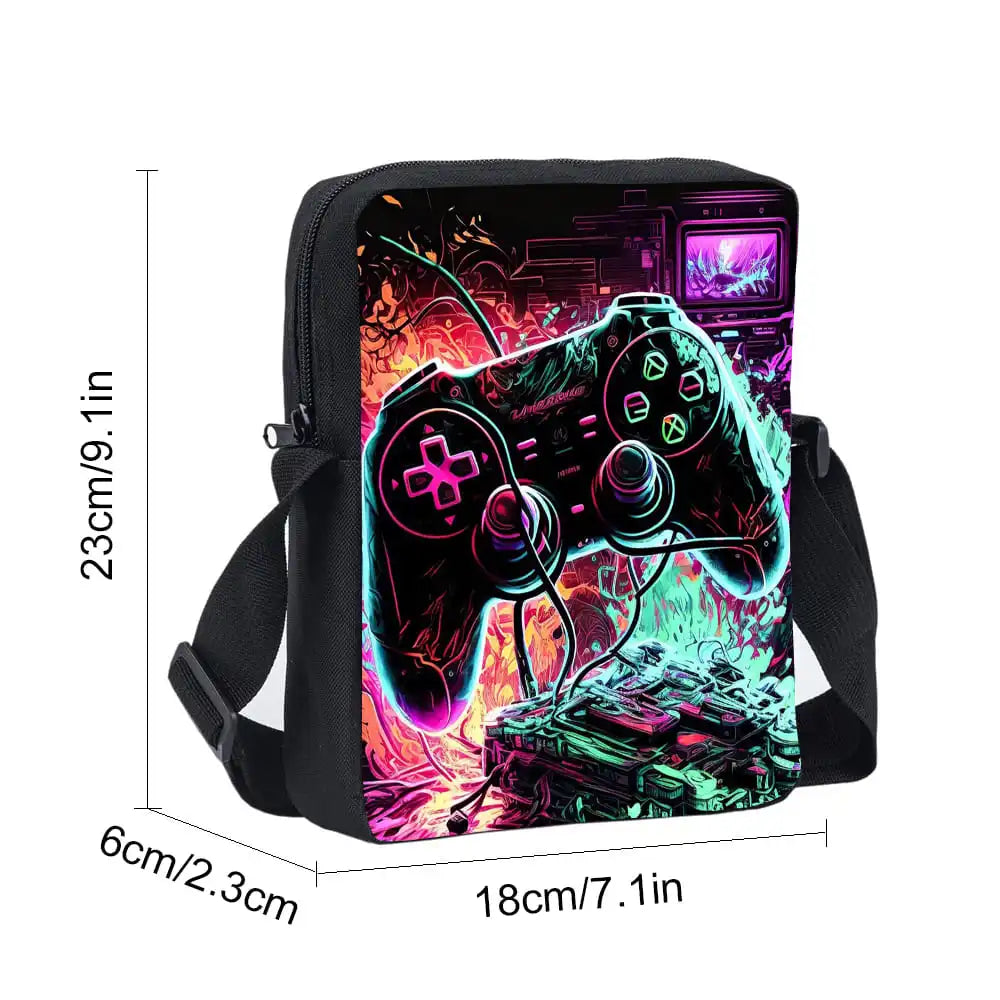 3D Cartoon Gamepad Messenger Bag | Lightweight Crossbody for Children and Teens