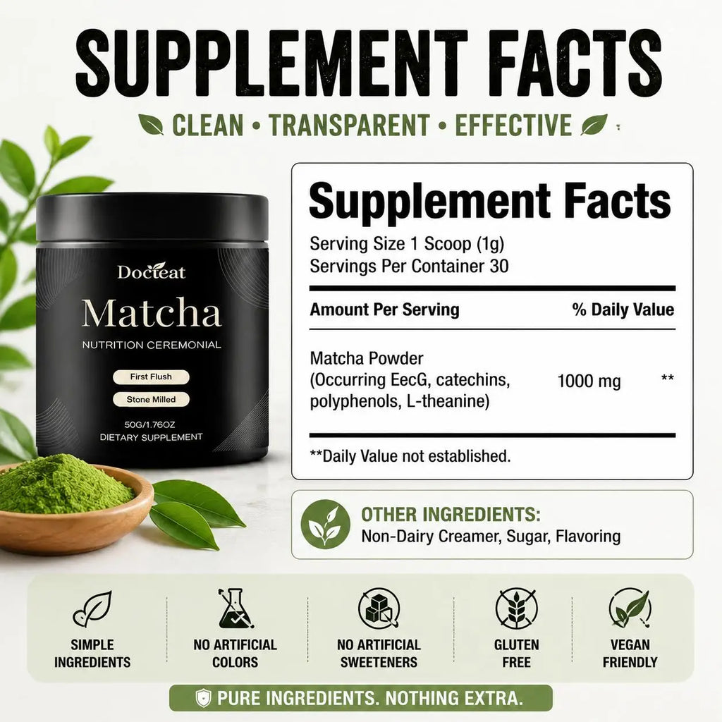 Docteat Matcha Ceremonial Powder 50g Stone Milled Daily Energy Focus Digestive Balanc alternate view
