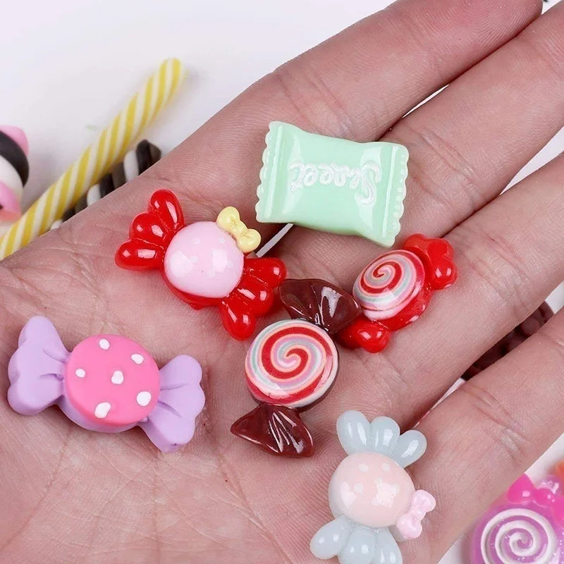 30/50/100Pcs Mix Design Candy Sweets Flatback Resin Cabochons for Kids Embellishments alternate view