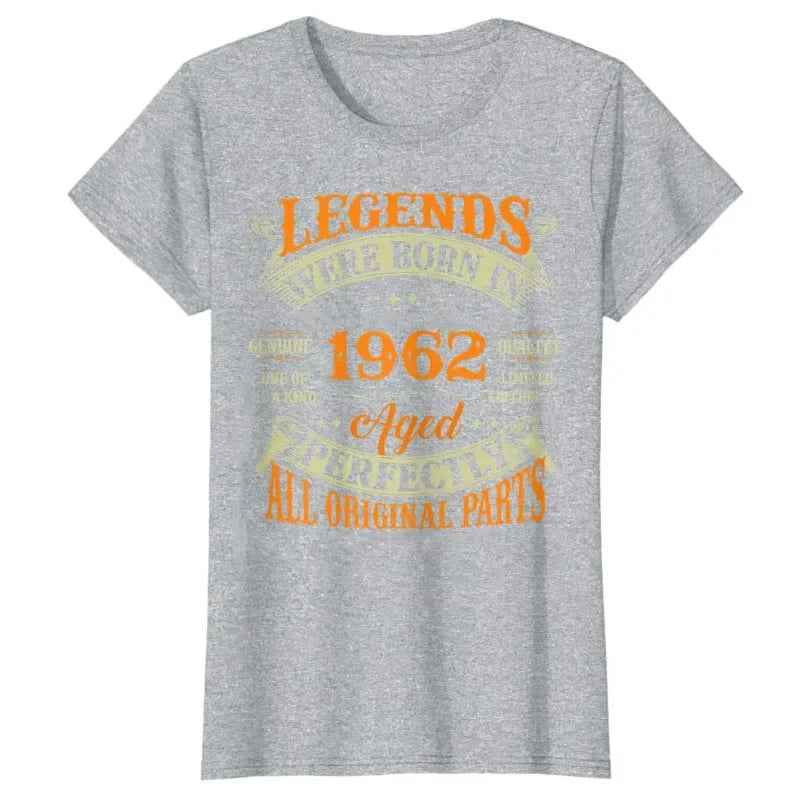 Legends Born in 1962 Vintage T-Shirt for Women Men Clothing Father's Day Gifts Graphic Outfits Letters Printed Saying  Tee Tops