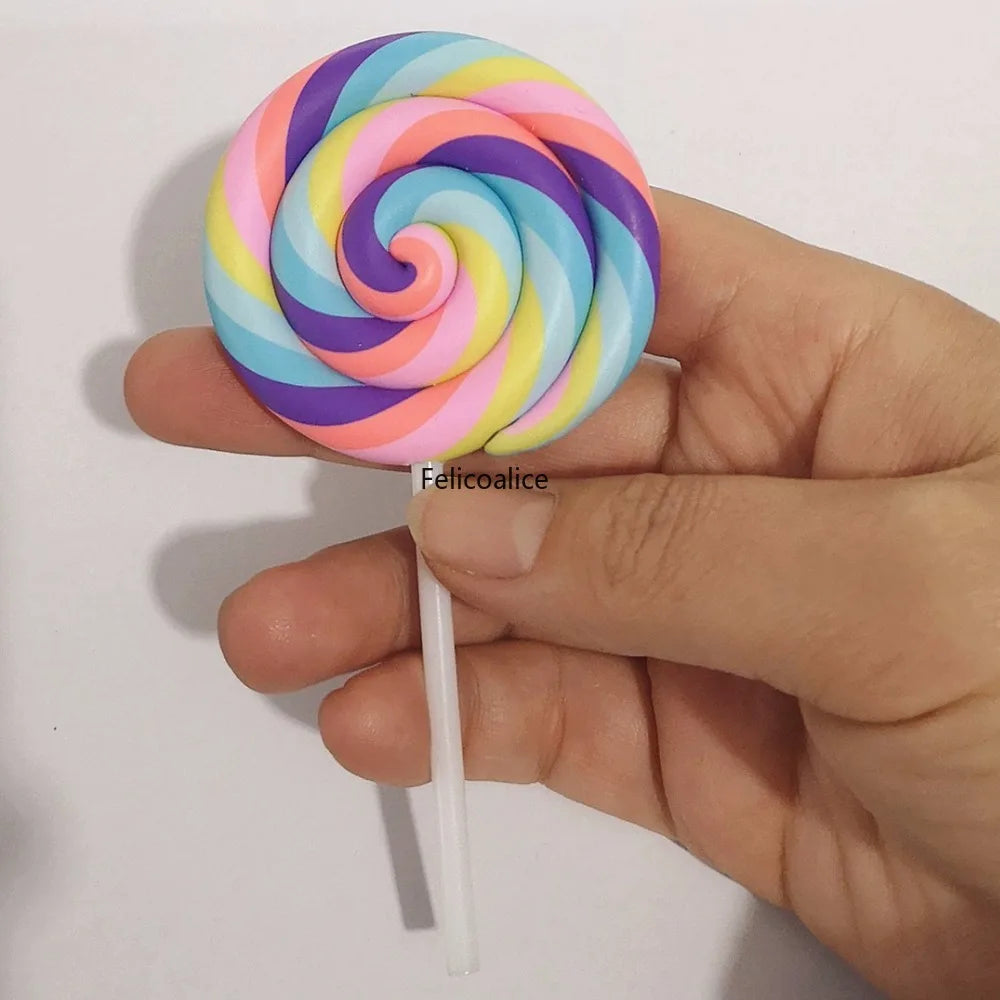 1/2PCS Big Simulate Clay Lolipop Cute Plasticine Candy Flat Back for Kids DIY Phone D lifestyle view